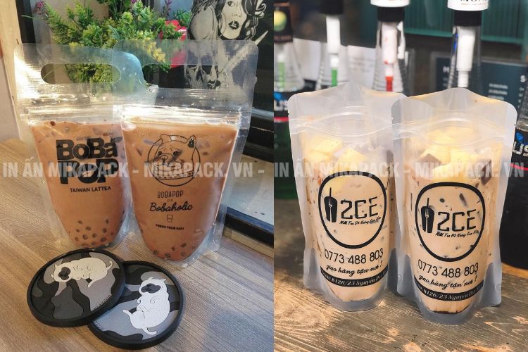 Hai dòng túi zip được sử dụng in túi zipper đựng trà sữa phổ biến hiện nay