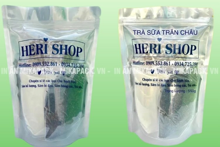 In túi zip 1 mặt bạc