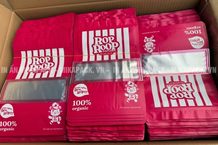 In túi zip bạc đựng bắp rang