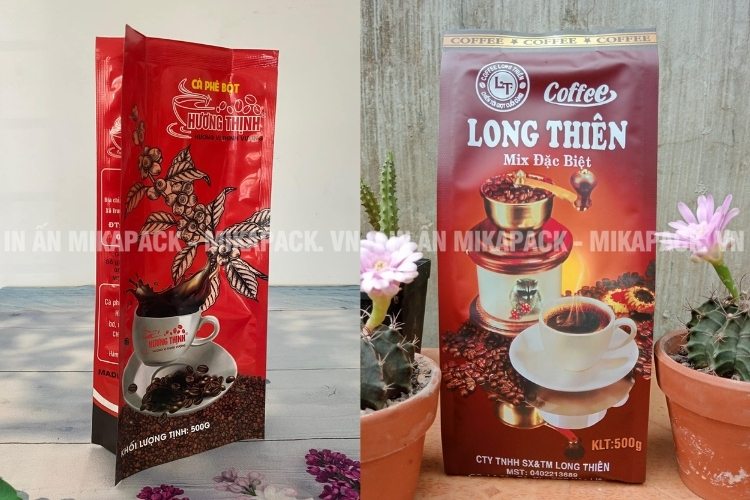 Mẫu bao bì cafe màng ghép in logo giá rẻ.
