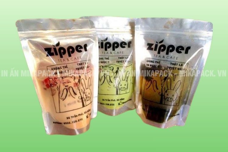 Mẫu túi zipper đựng trà sữa in ấn sáng tạo, thú vị