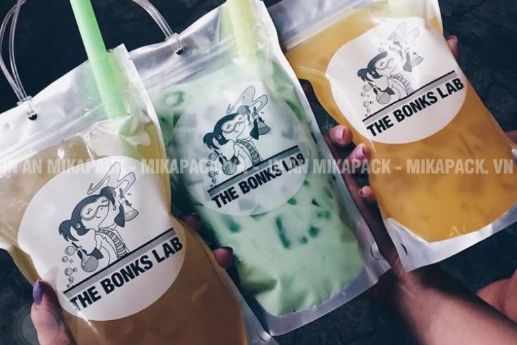 Mẫu túi zipper đựng trà sữa in độc đáo