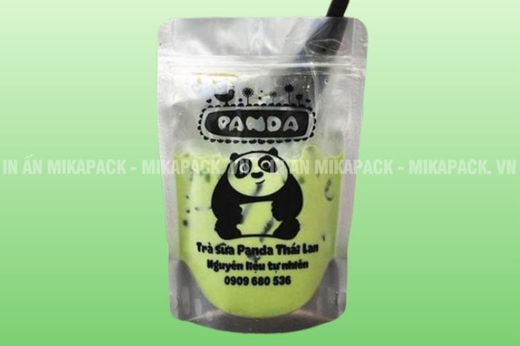 Mẫu túi zipper đựng trà sữa in hình gấu panda