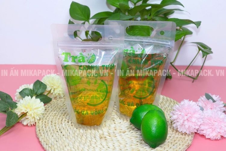 Túi zipper đáy đứng chuyên dùng để đựng trà chanh
