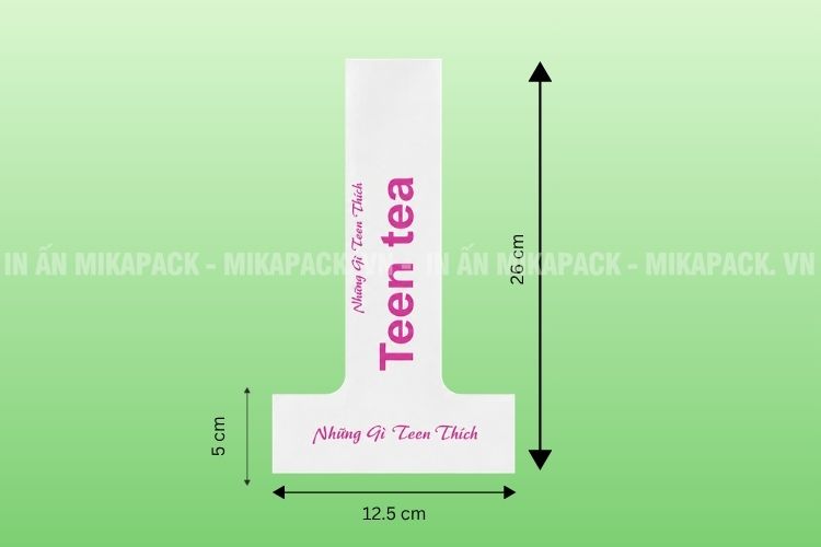 Kích thước túi chữ T đựng trà sữa, cà phê tiêu chuẩn.