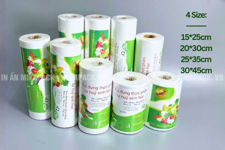 Túi xé siêu thị tại Mikapack có sẵn 4 size.