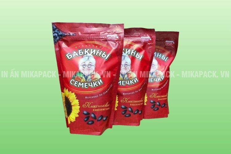 Mẫu in màng ghép phức hợp đựng hạt hướng dương.