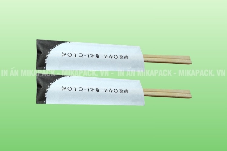 Mẫu in bao đũa giấy Couche, kiểu dáng hở một đầu phù hợp cho nhà hàng