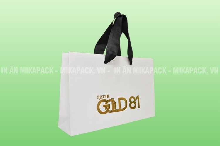 Túi giấy cho shop thời trang in đơn giản kết hợp ép kim nổi bật