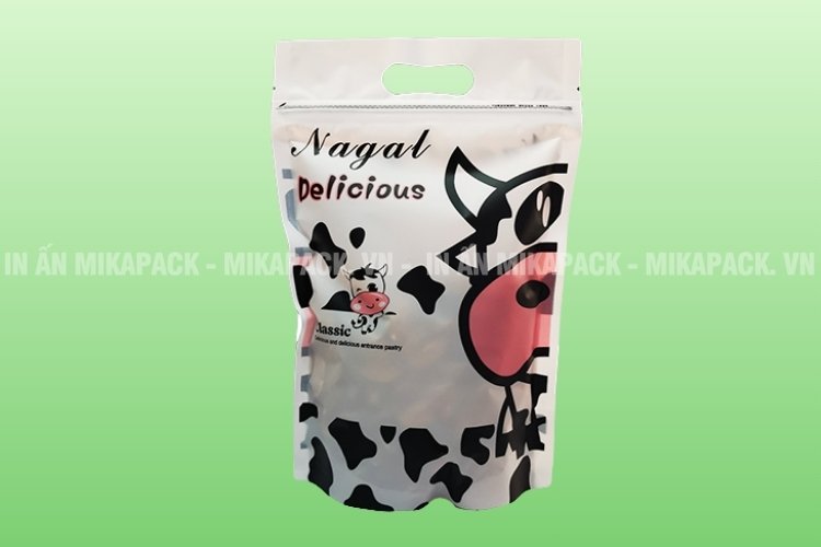 Mẫu in túi zip đựng bánh kẹo con bò sữa