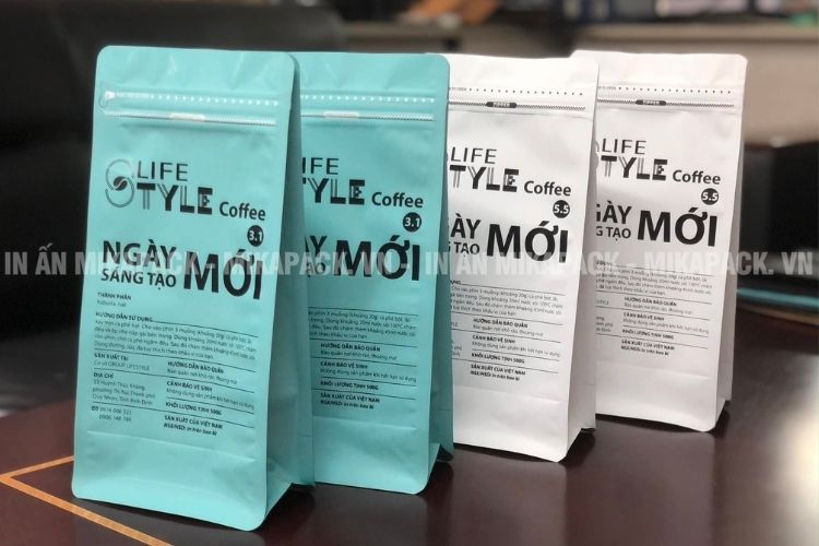 Mẫu túi zip 8 cạnh đựng cà phê