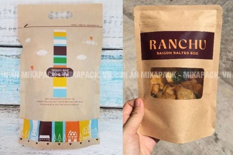 Túi zip đựng bánh kẹo làm từ giấy kraft thân thiên môi trường