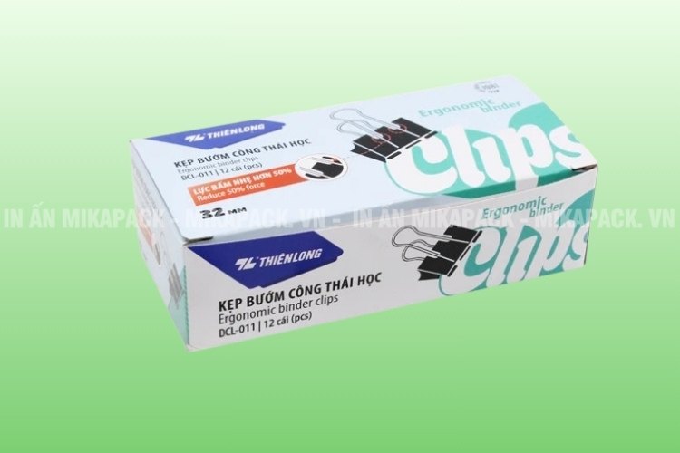 Bao bì đựng văn phòng phẩm kiểu hộp giấy có nắp gài.