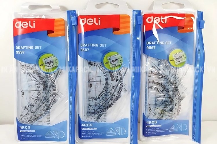 Bao bì đựng văn phòng phẩm kiểu túi zip khóa kéo.