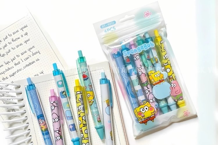 Bao bì văn phòng phẩm kiểu túi zip in ấn màu sắc dễ thương