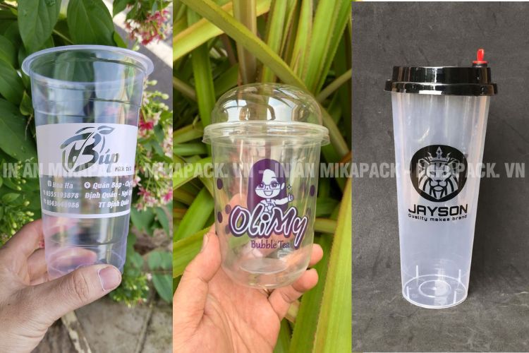 Ly nhựa có kiểu dáng đáy phẳng, đáy bầu và nắp tim