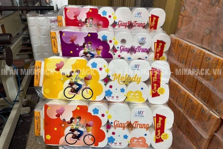 Mẫu bao bì giấy vệ sinh dùng hình ảnh dễ thương