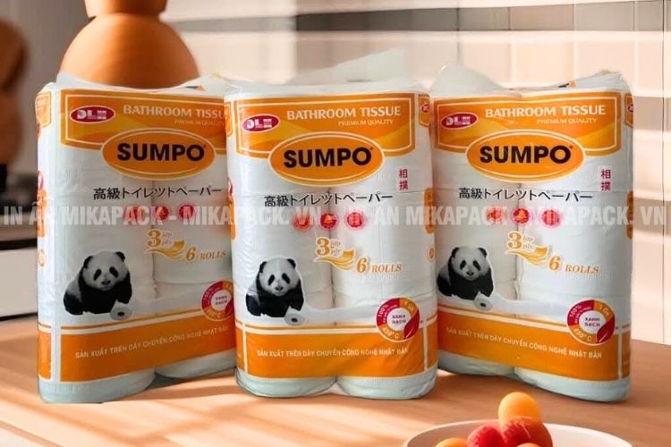 Bao bì giấy vệ sinh in đầy đủ thông tin sản phẩm và thương hiệu