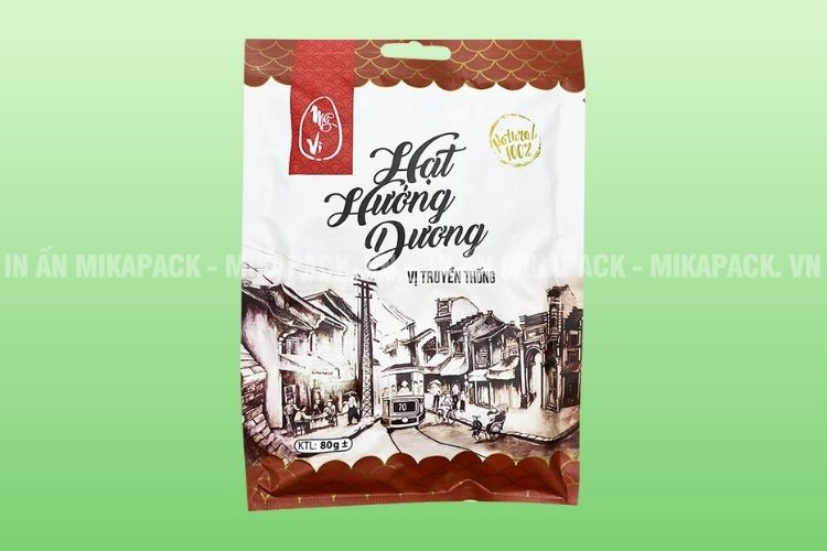 Bao bì hạt hướng dương kiểu dáng túi 3 biên