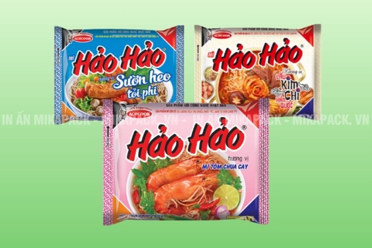 Mẫu bao bì mì Hảo Hảo in ấn đẹp mắt
