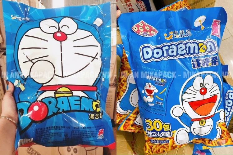 Mẫu bao bì snack sử dụng nhân vật hoạt hình