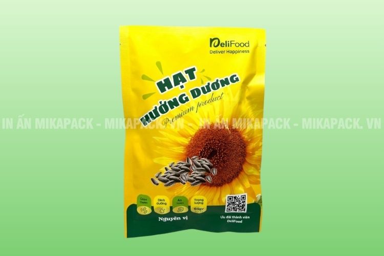 Mẫu túi 3 biên in hình ảnh hạt và hoa hướng dương hấp dẫn