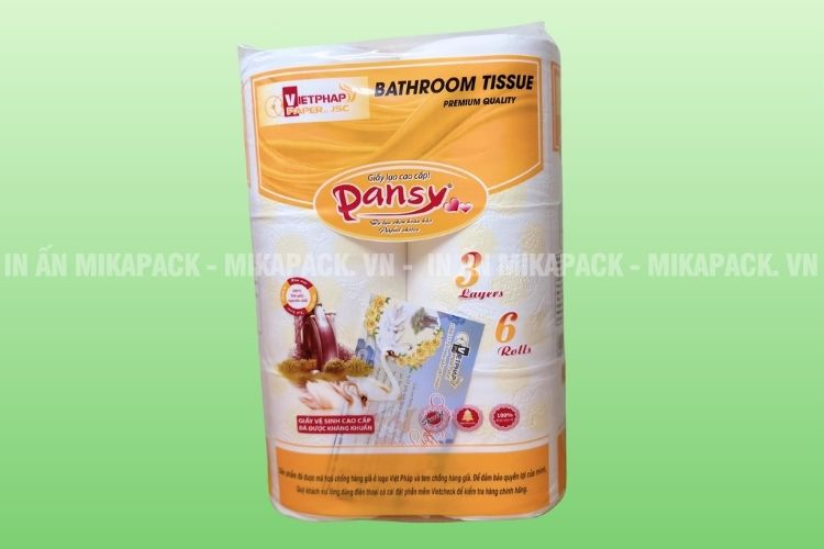 Mẫu túi giấy vệ sinh màu trắng in hình ảnh đơn giản