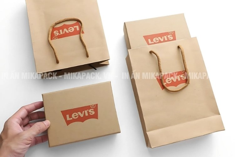 Bao bì xanh kiểu dáng túi giấy, hộp giấy.