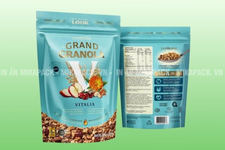 Mẫu bao bì túi zip đựng hạt dinh dưỡng, thiết kế ấn tượng.