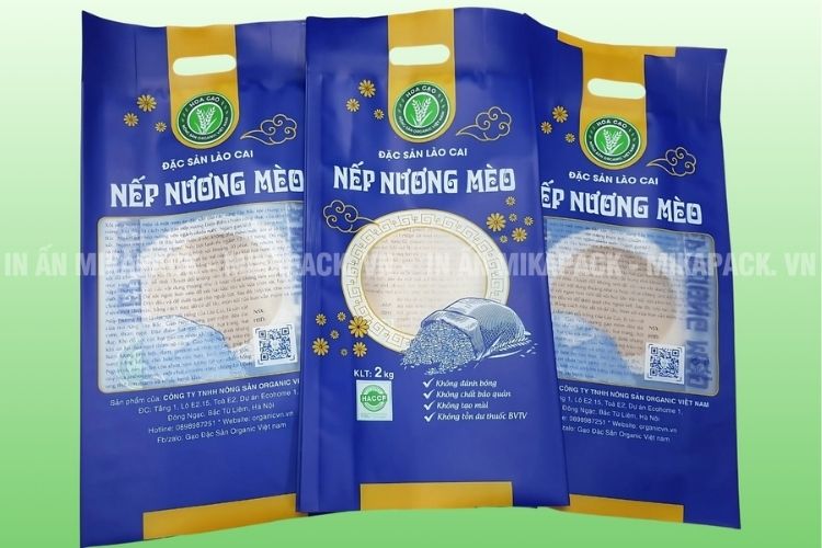 Phong cách thiết kế bao bì gạo cao cấp, nâng tầm giá trị sản phẩm.