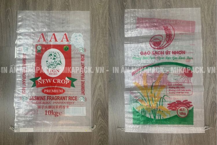 Thiết bao bì PP dệt trong suốt lạ mắt, hình ảnh in ấn nổi bật.