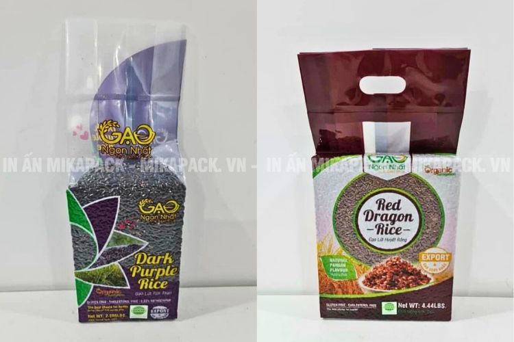 Thiết kế bao bì gạo hút chân không mộc mạc, gần gũi.