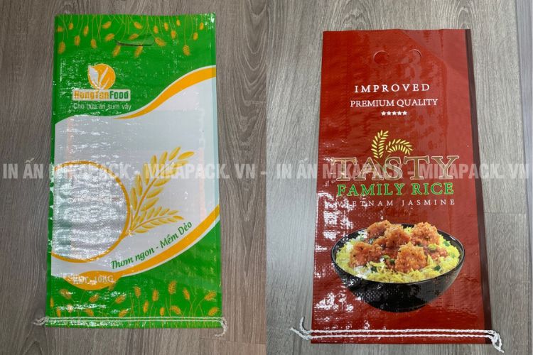 Thiết kế bao bì PP dệt đựng gạo màu sắc rực rỡ, phá cách.