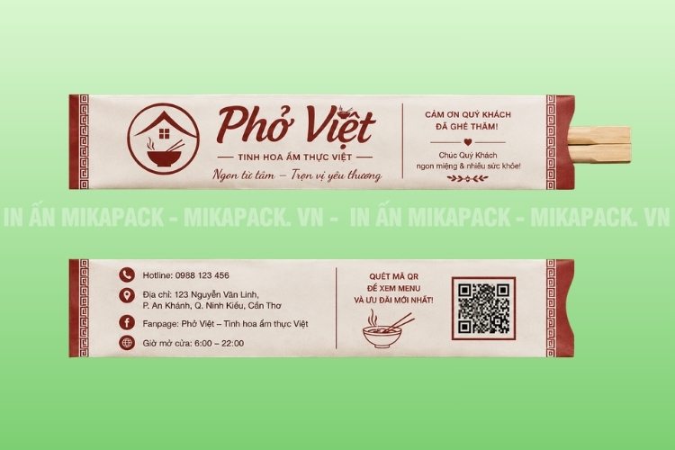 Bao đũa in đầy đủ thông tin cần thiết giúp tăng độ nhận diện thương hiệu