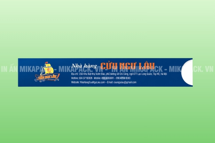 Mẫu bao đũa in logo tinh tế cùng màu xanh dương trang nhã
