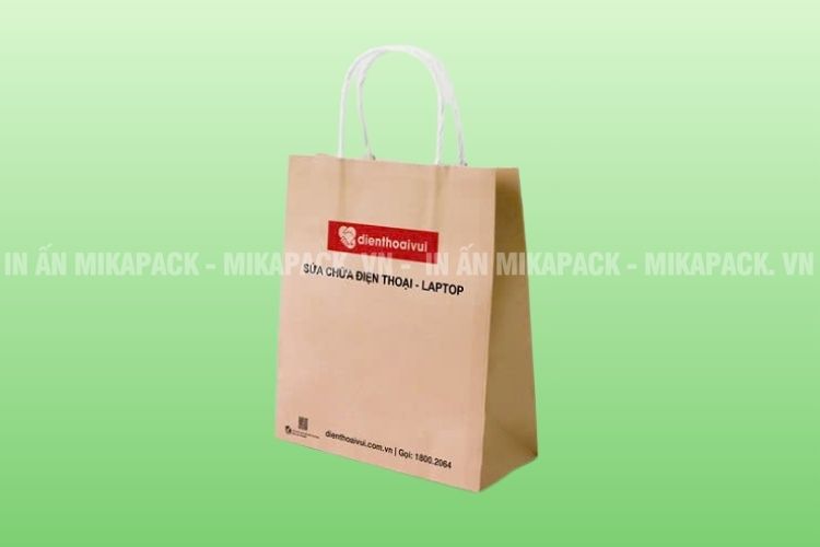 Mẫu túi giấy Kraft nâu đựng điện thoại nhã nhặn