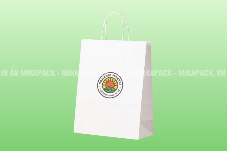 Mẫu túi giấy Kraft trắng đựng thực phẩm sang trọng