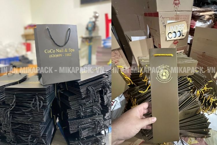 Mikapack cam kết in túi giấy ép kim nhanh chóng, giao đúng hẹn