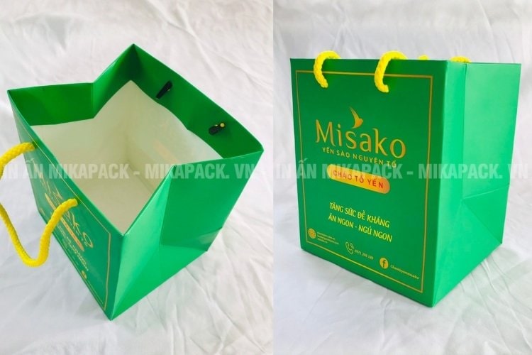 Quy cách in ấn chuẩn túi đựng yến sào tại Mikapack.
