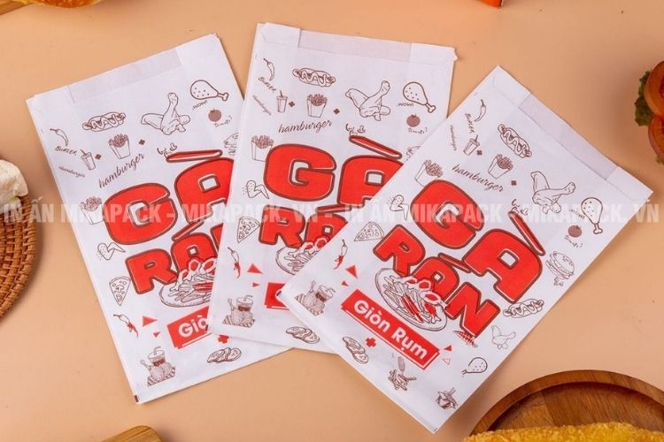 Túi giấy đựng gà rán chuyên đóng gói, bảo quản, vận chuyển và hỗ trợ in ấn