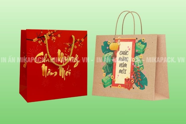 Túi giấy đựng quà Tết được làm từ đa dạng chất liệu khác nhau
