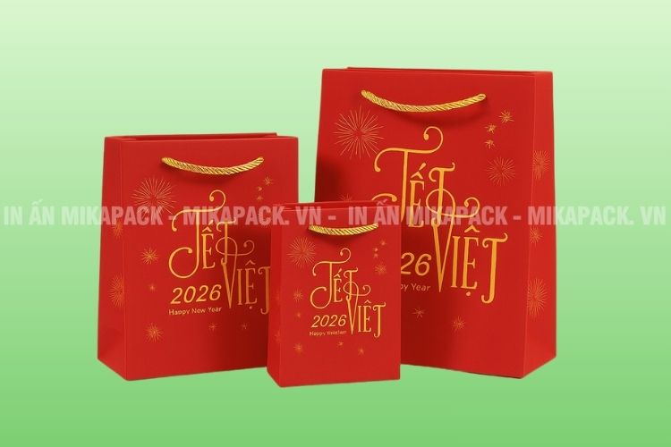Túi giấy đựng quà Tết được thiết kế đặc biệt với màu sắc, họa tiết mùa xuân