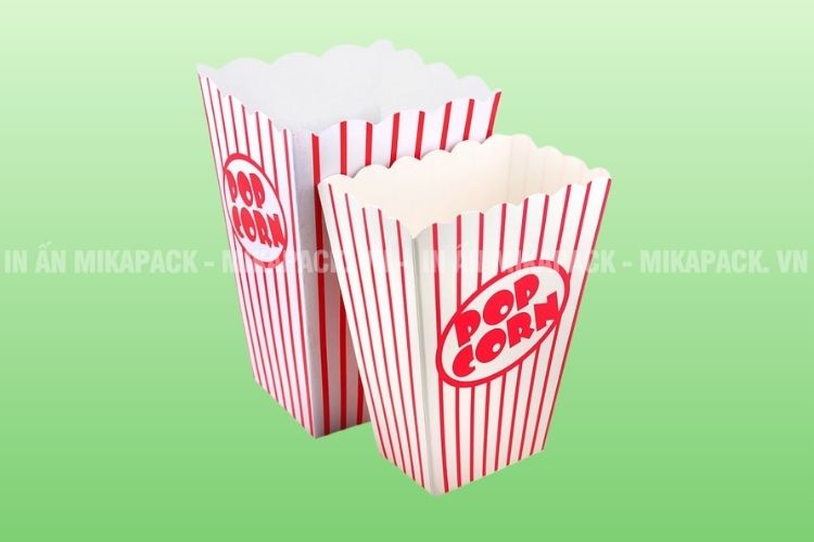 Túi đựng bắp rang bơ làm từ chất liệu giấy Couche