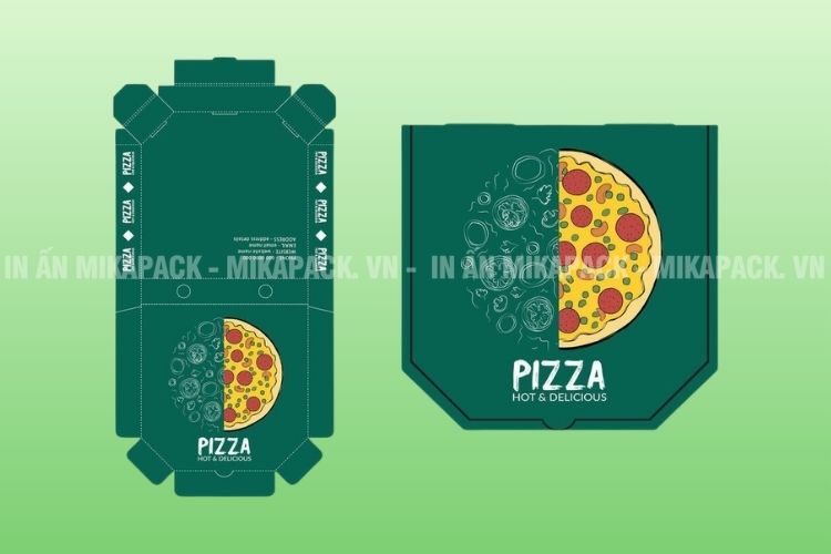 Hộp giấy đựng pizza in ấn đầy đủ thông tin cần thiết