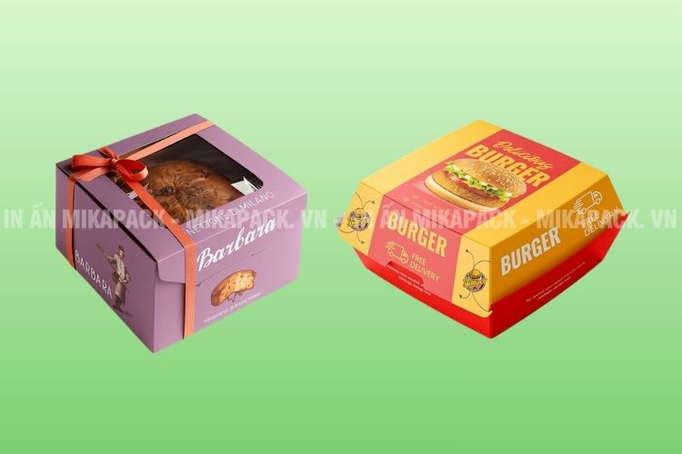 In hộp giấy đựng thức ăn nắp gài