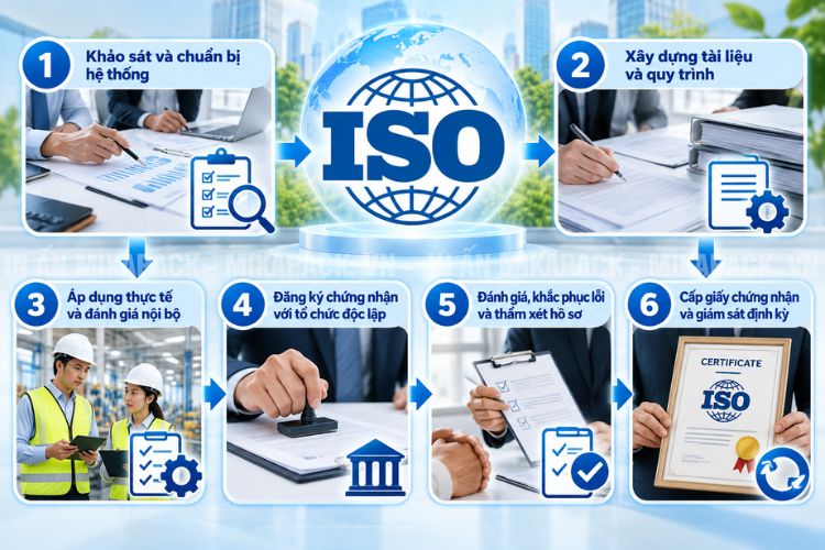 6 bước thực hiện để doanh nghiệp đạt chứng nhận tiêu chuẩn ISO.